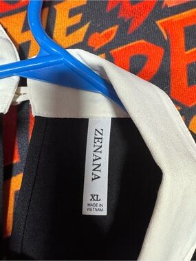 Zenana Outfitters Black Blouse with White Collar